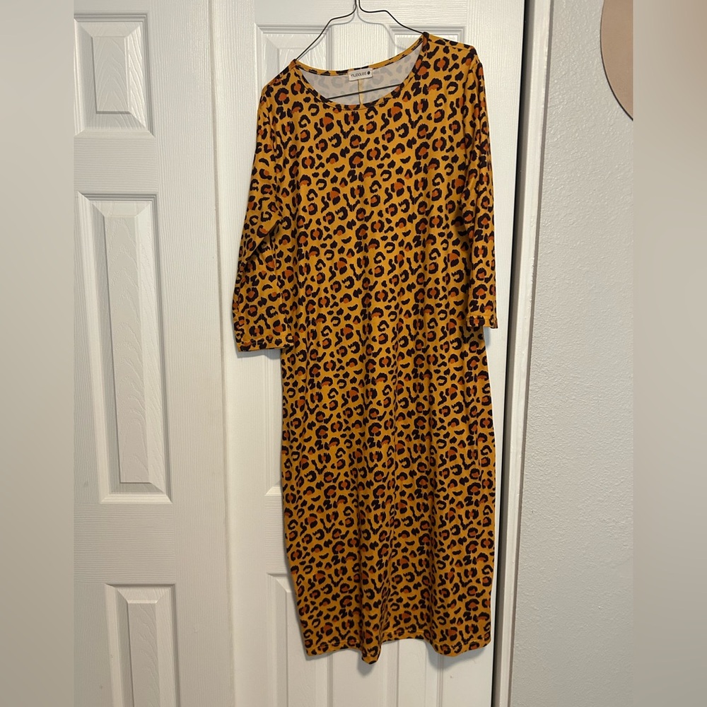 NUGGLES Leopard Print Long Sleeve Dress
